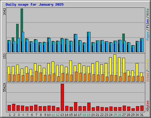 Daily usage for January 2025