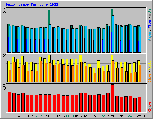 Daily usage for June 2025